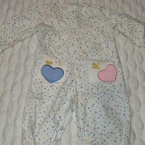 Absorba Baby Girl One-Piece Piece Outfit Vintage White Colored Hearts Size 12mth